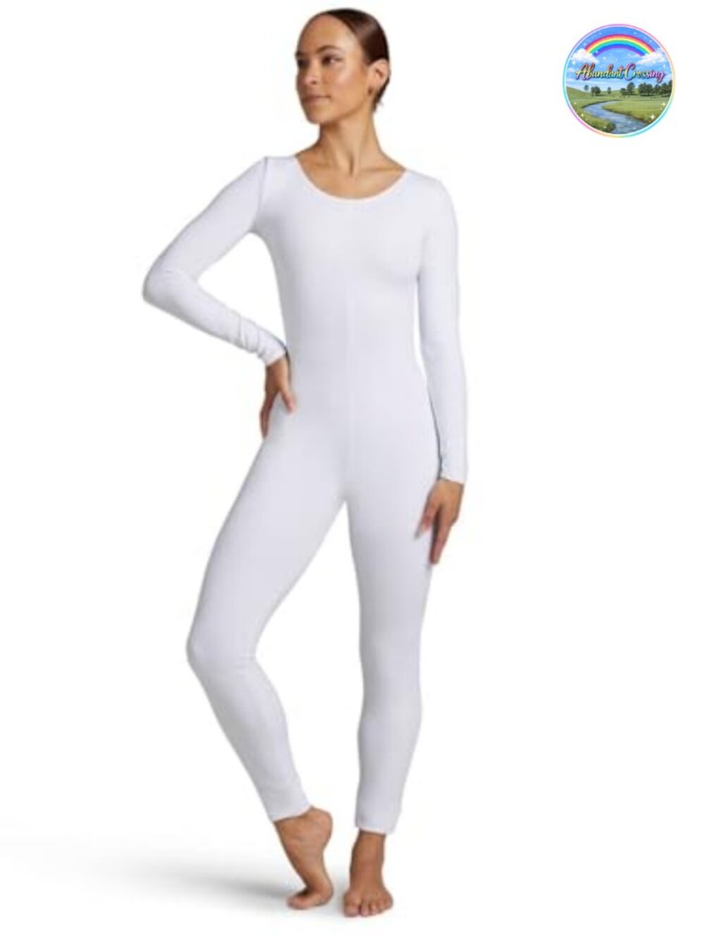 Long Sleeve Scoop Neck Unitard Nylon Spandex Stretch